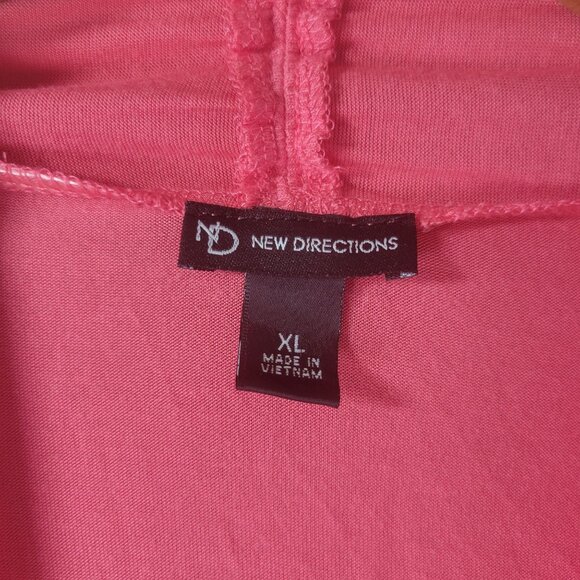New Directions Womens Open Front Ruched Sleeve Cardigan Coral XL Layered Ruffle - Picture 2 of 10